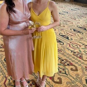 ALI & JAY Yellow Spaghetti-Strap Midi Dress